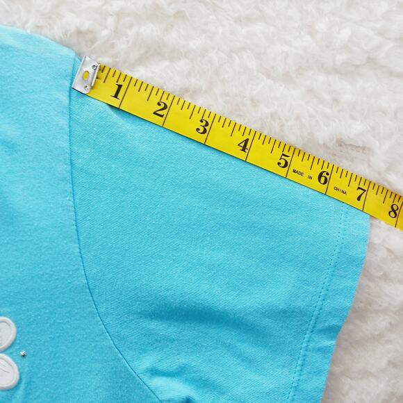 T-Shirt Size M Blue Maui Hawaii Silver Stud Rhinestone Applique Plumeria Travel - Picture 8 of 14